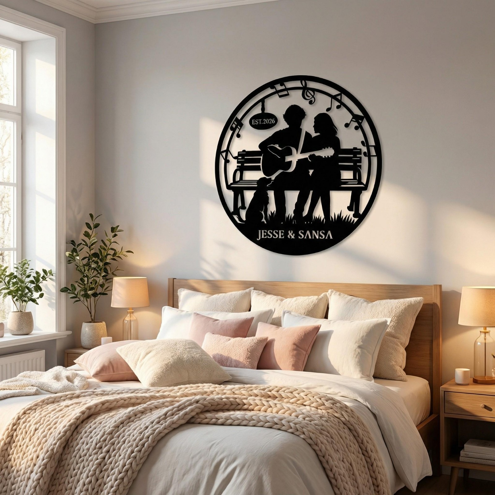 Personalized Guitar Couple Metal Wall Art, Music Lover Anniversary Gift Sign