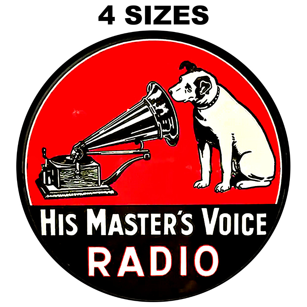 Little Nipper Dog Sticker Sign, Vintage Replica, Vinyl Decal RCA Victor 4 Sizes