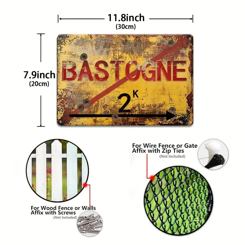 NEW 2D 8×12 Vintage WW2 Bastogne Battle of The Buldge European Metal Street Sign