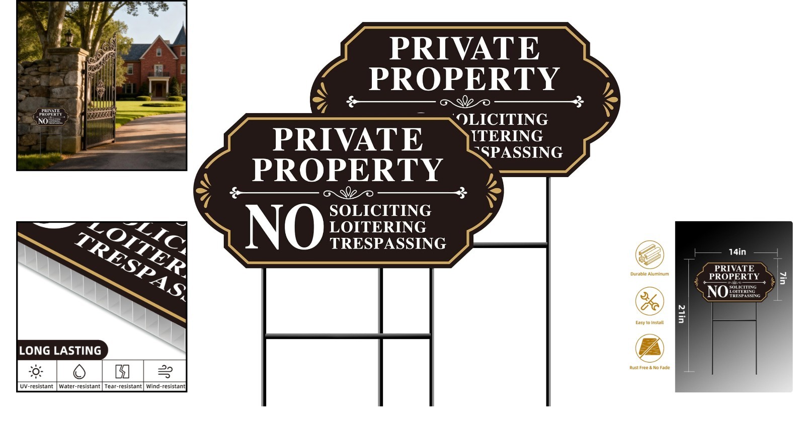 Protect Your Property with Elegant No Soliciting Signs – 14×7