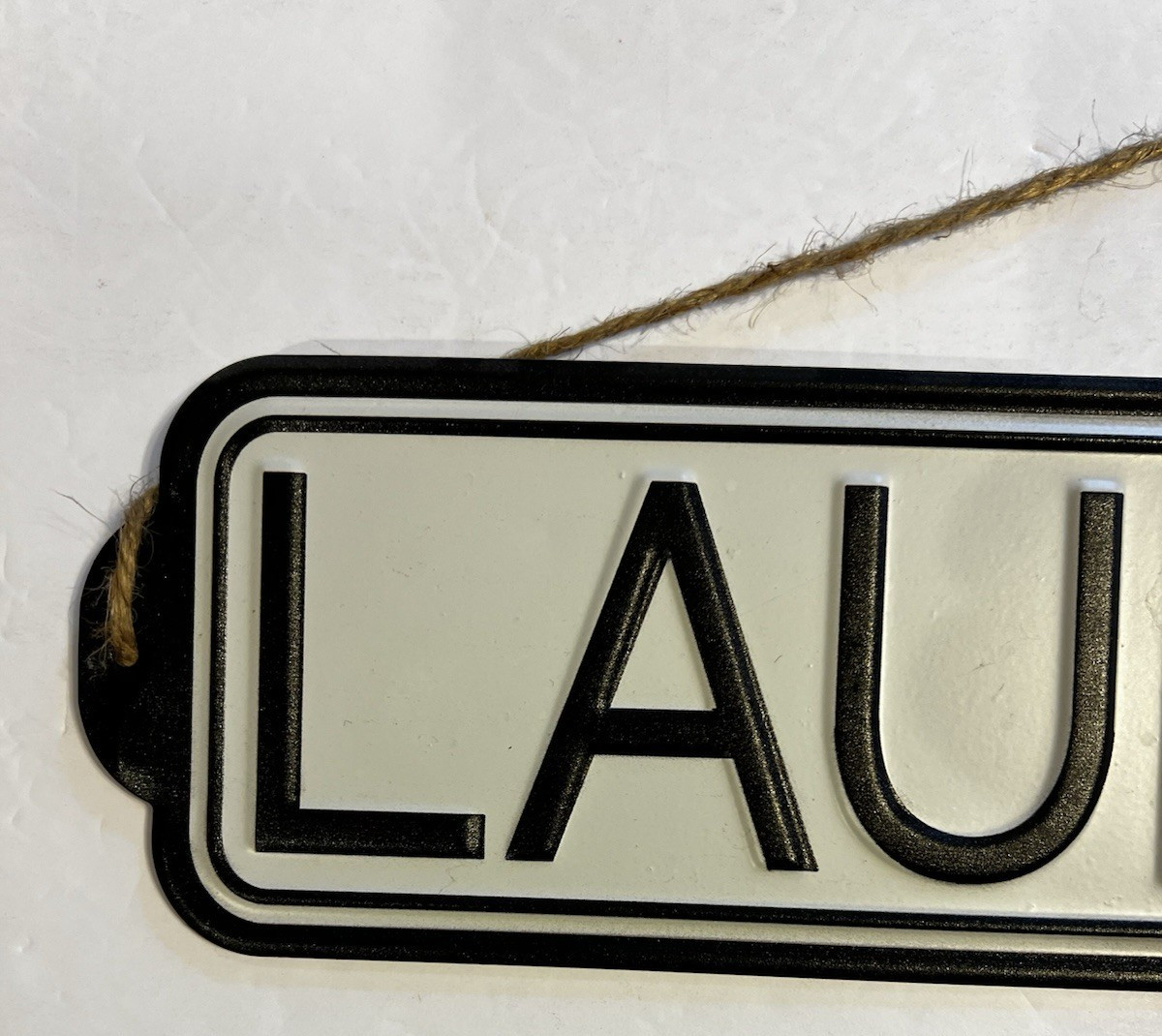 15″ X 4″ Metal Laundry Sign-Great Bathroom Decor-Classic Black & White Design