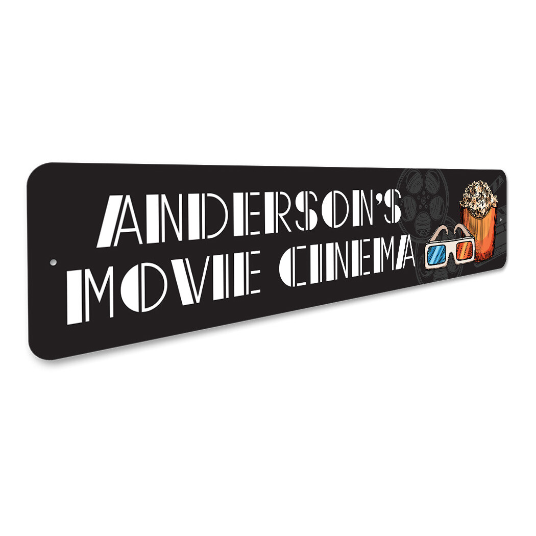 Family Movie Cinema Plaque Custom Named Home Theater Film Room Decor Metal Sign