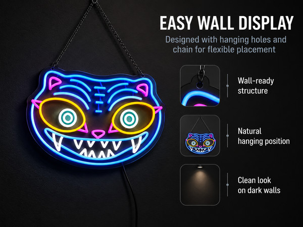 Derpy Tiger Multicolor LED Neon Sign 7.9″x15.7″