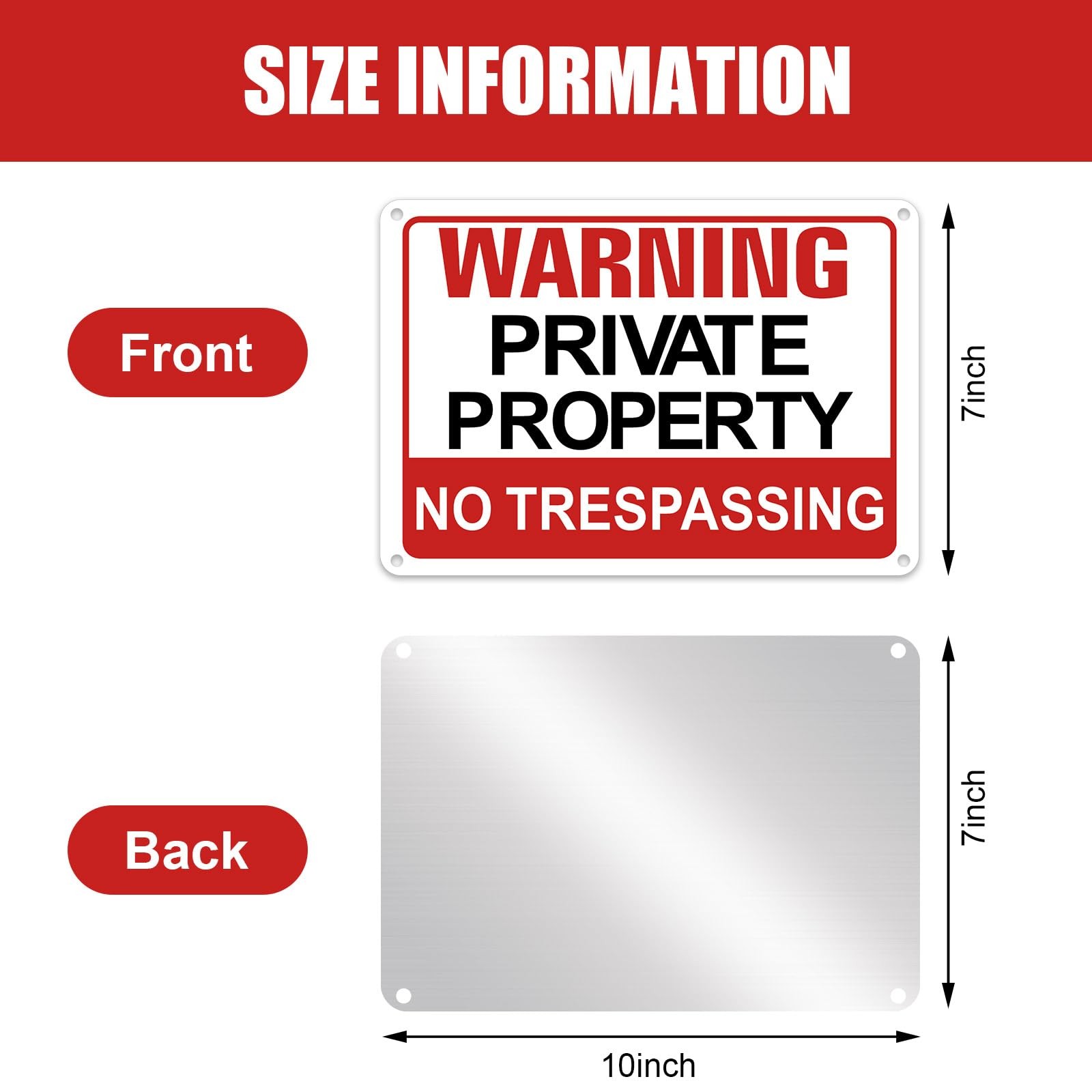 8 Pcs No Trespassing Signs Private Property 7 x 10 Inch Weatherproof Metal Al…