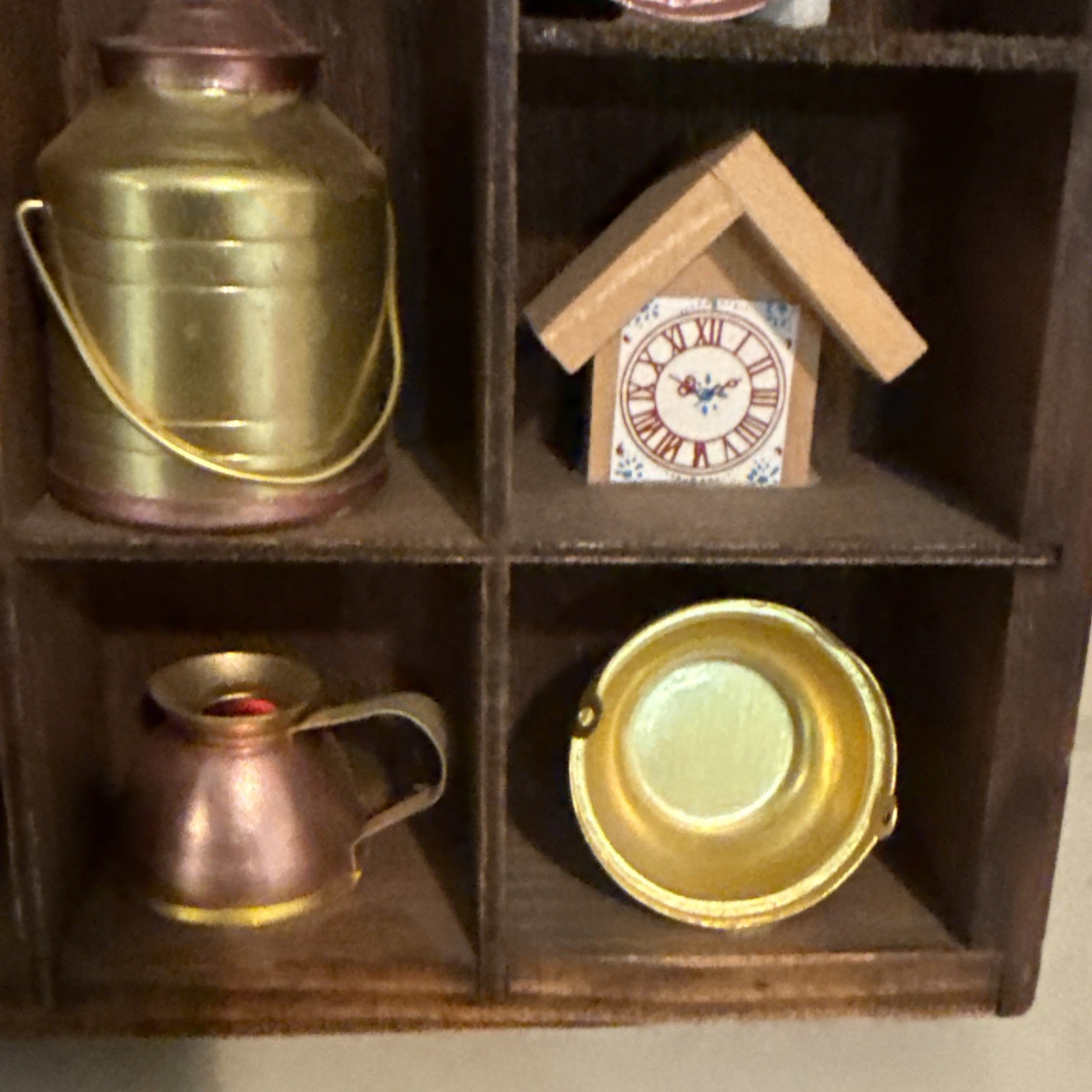 Shadow Box Mini Pots Pans Kitchen Theme Doll House Size Wall Decor VTG Taiwan