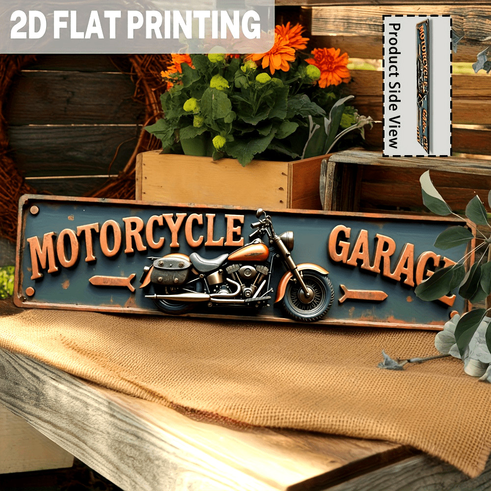 Metal Sign Vintage Motorcycle Garage Bike Graphic Rustic Biker Man Cave Decor