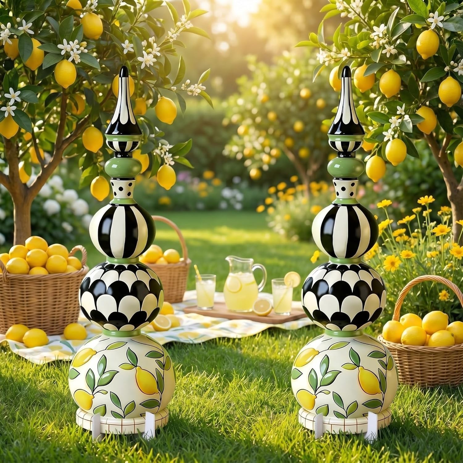 Multicolor 2 Pack Lemon Topiary Decorations – 39″ for Parties & Porches