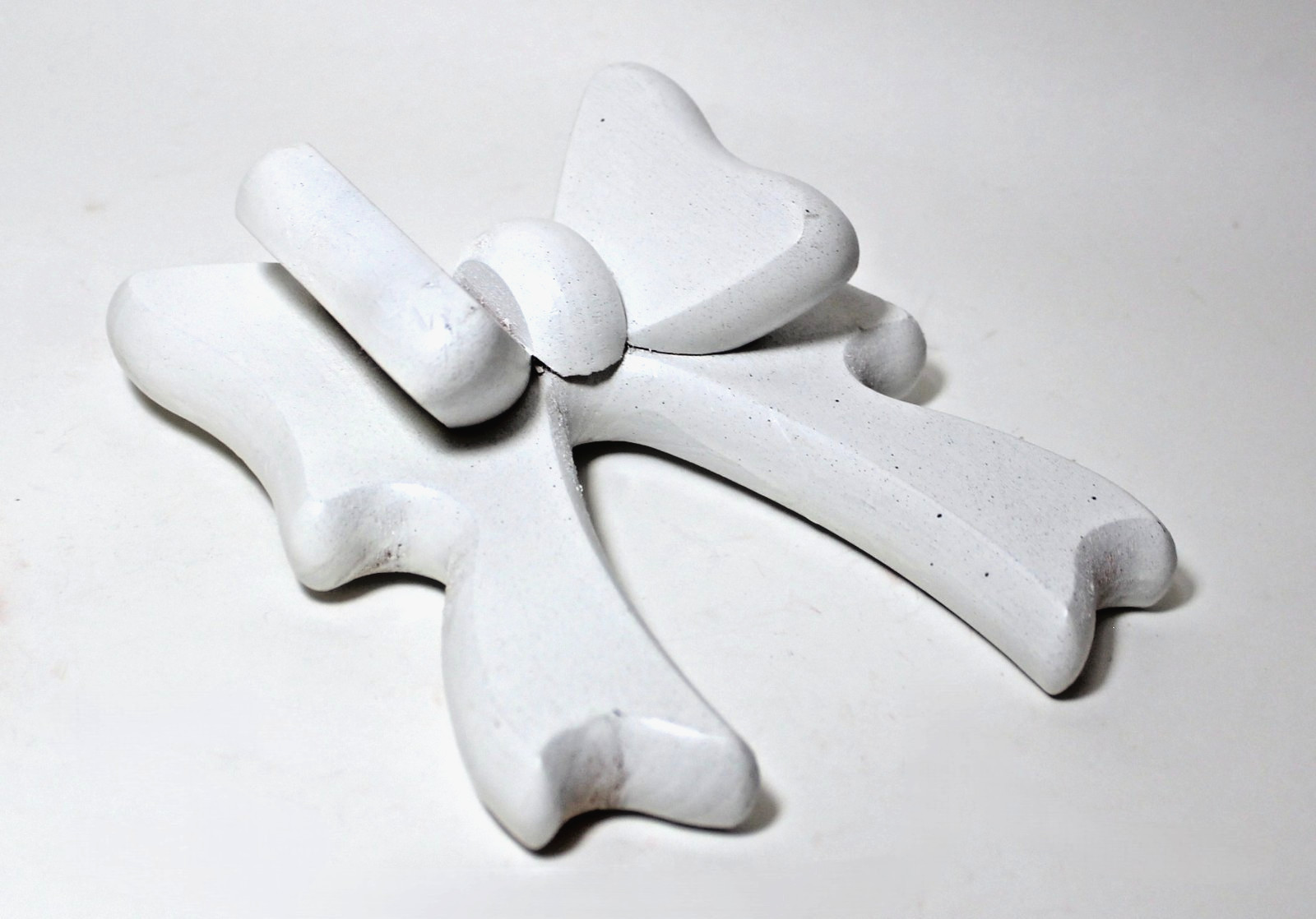 Vintage Wood Bow Ribbon Wall Hanging Decor White