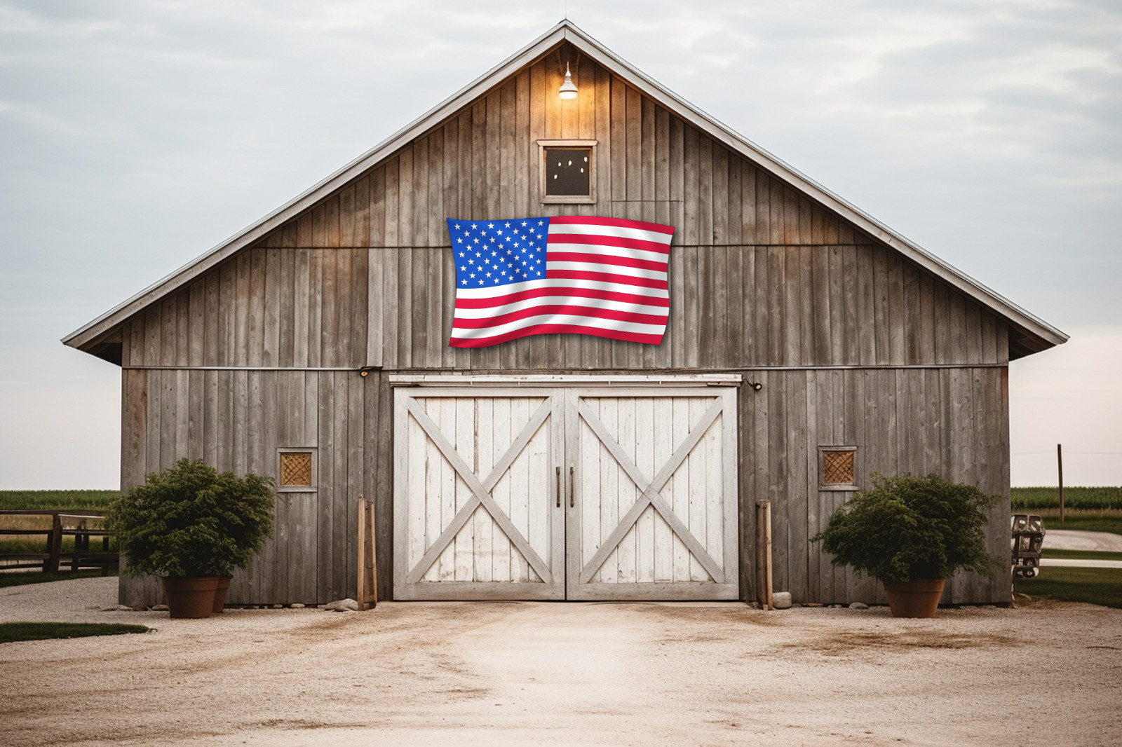 Waving American Flag Sign – Metal Outdoor Sign – Patriotic Porch Sign Farmhouse