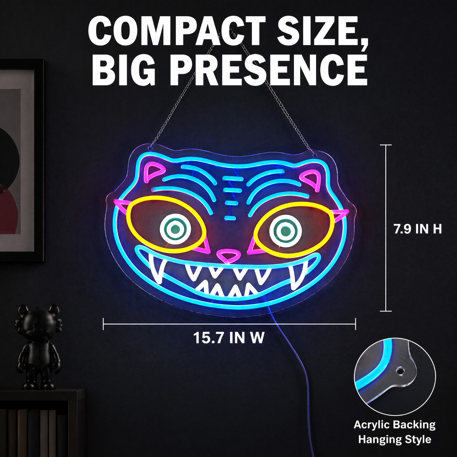 Derpy Tiger Multicolor LED Neon Sign 7.9″x15.7″