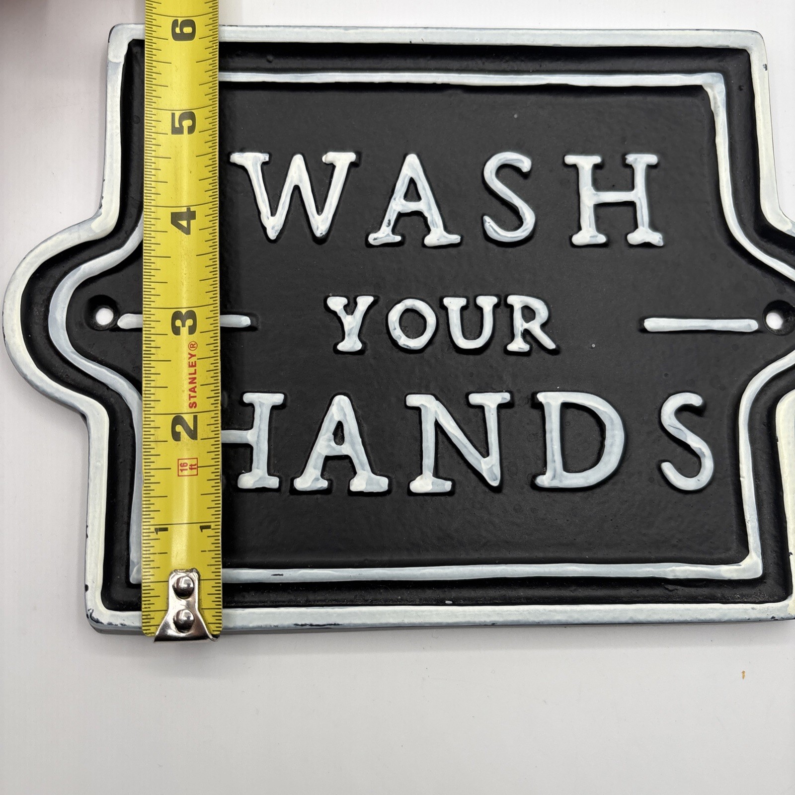 Hearth & Hand Magnolia Wash Your Hands Wall Sign Plaque Black White