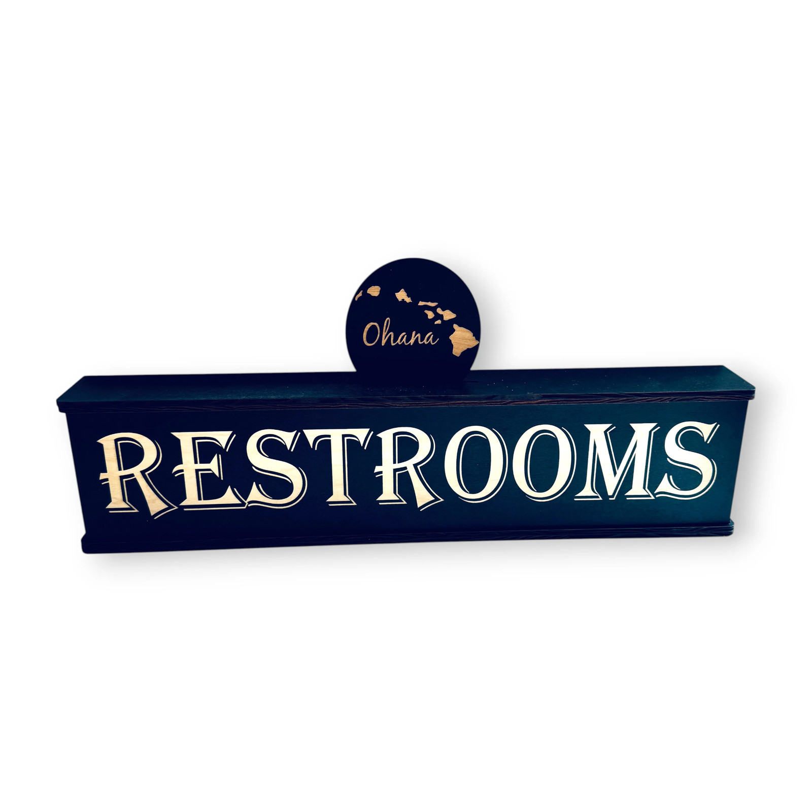 Sign – Restrooms – BLACK – With Add on – Box Sign – 24x6x3 inches