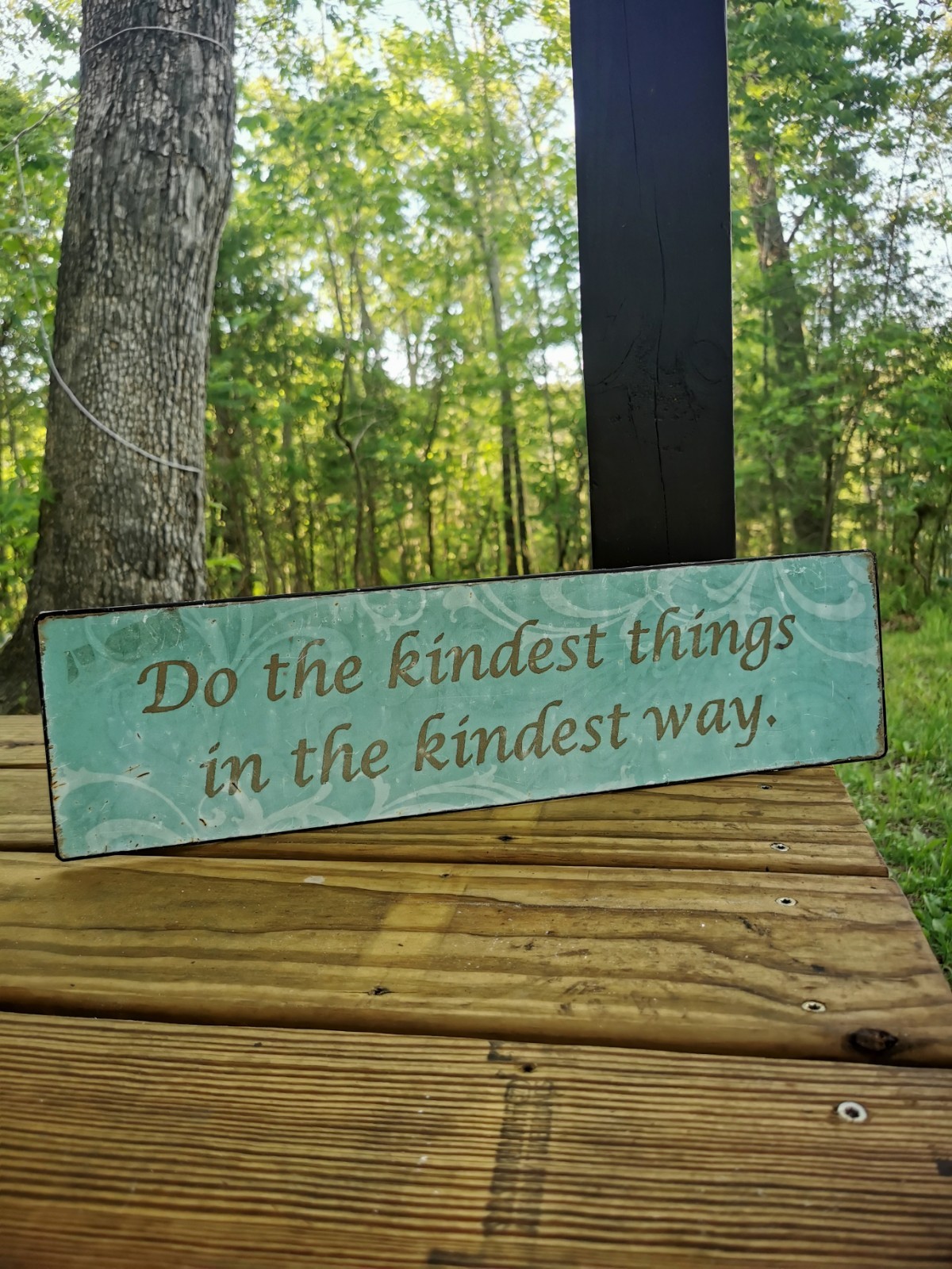 Rustic Mint Green Metal Sign ~ Do The Kindest Things ~ Vintage Hobby Lobby 5×19