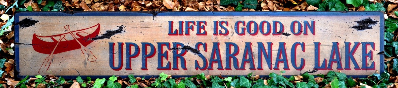 Custom Life Is Good on The Lake- Canoe Logo Wood Sign – Rustic Hand Made Vintage