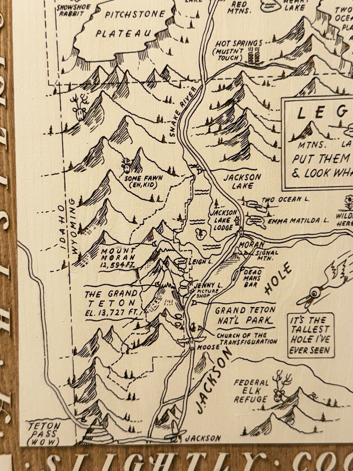 YELLOWSTONE SOLID WOOD FUN ENGRAVED MAP/WALL ART – JH Listed Separately-Unique!