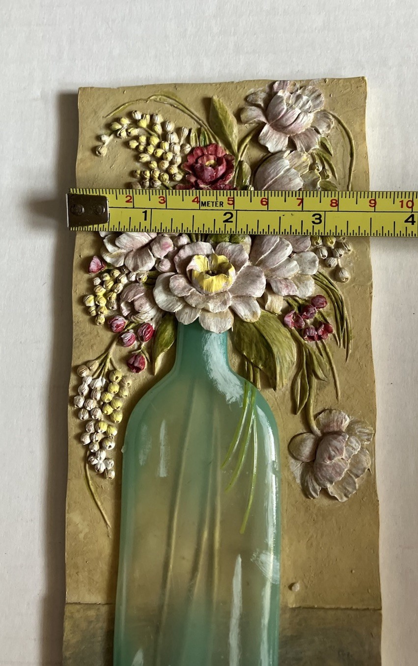 Kate McRostie Decorative 3D Wall Plaque Resin Sculpted Flowers In Aqua Vase