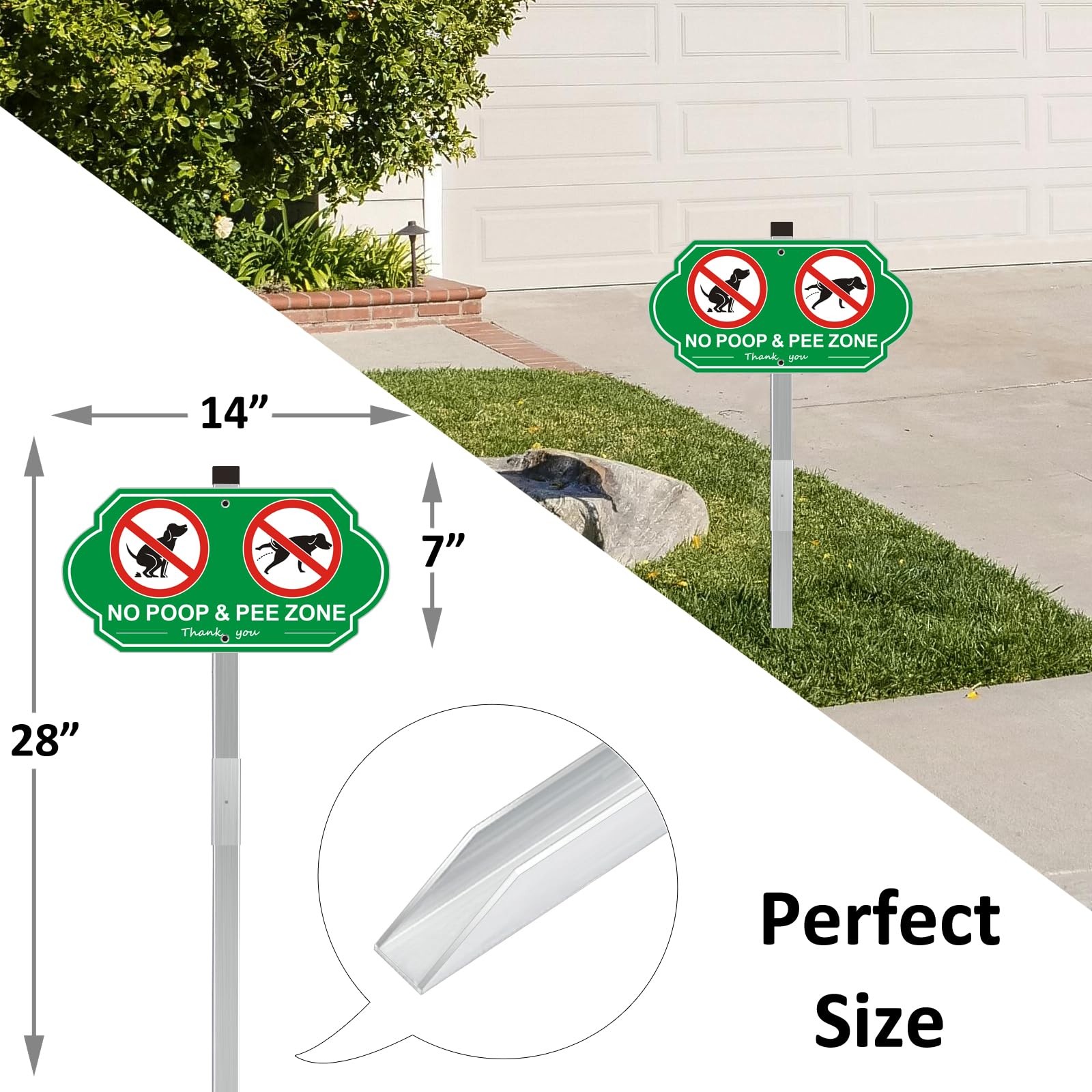 Heavy Duty Aluminum No Dog Poop Signs for Yard, 14″ x 7″ Metal No Poop And Pe…