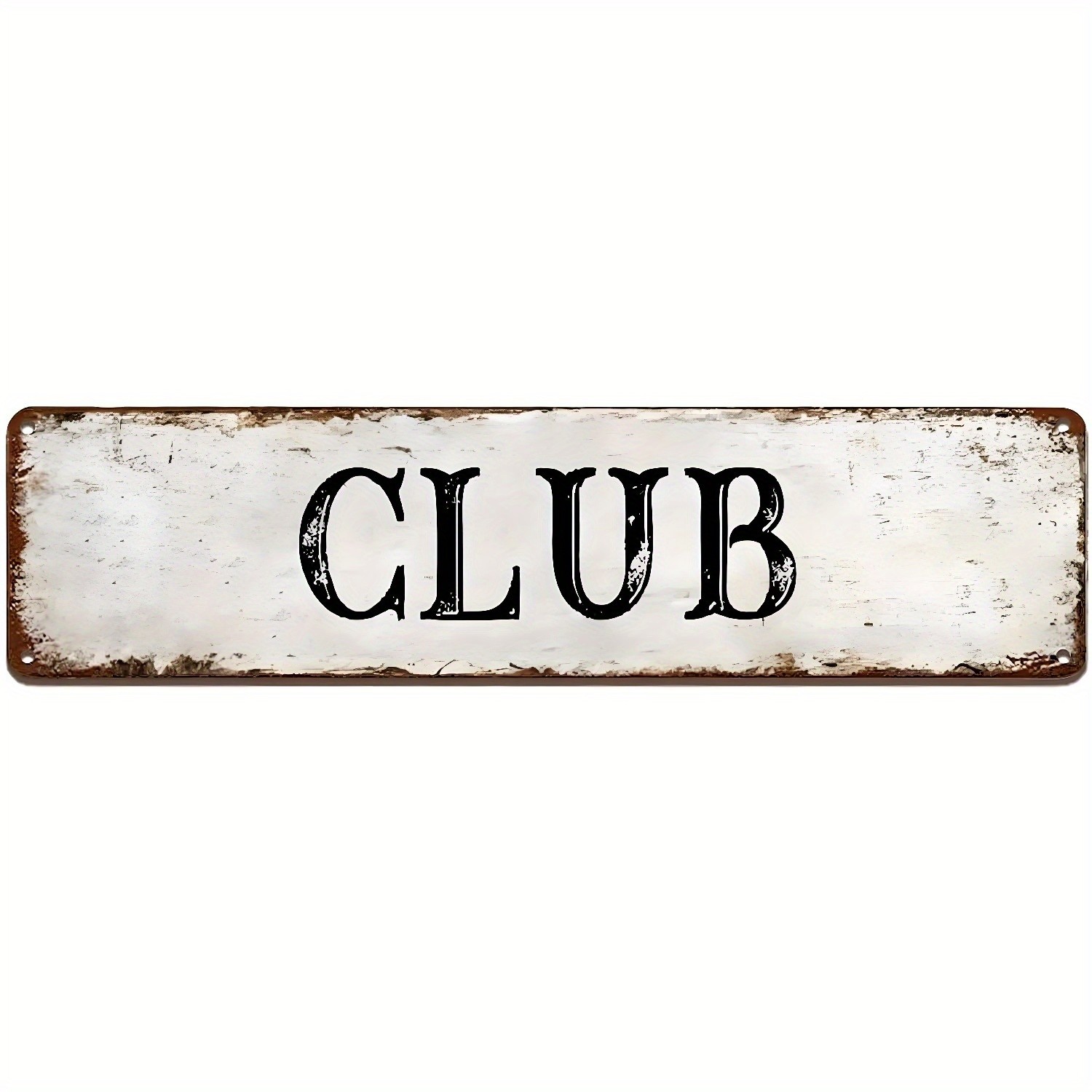 Vintage Worn Rustic White Background CLUB Word Metal Sign Indoor Home Bar Decor