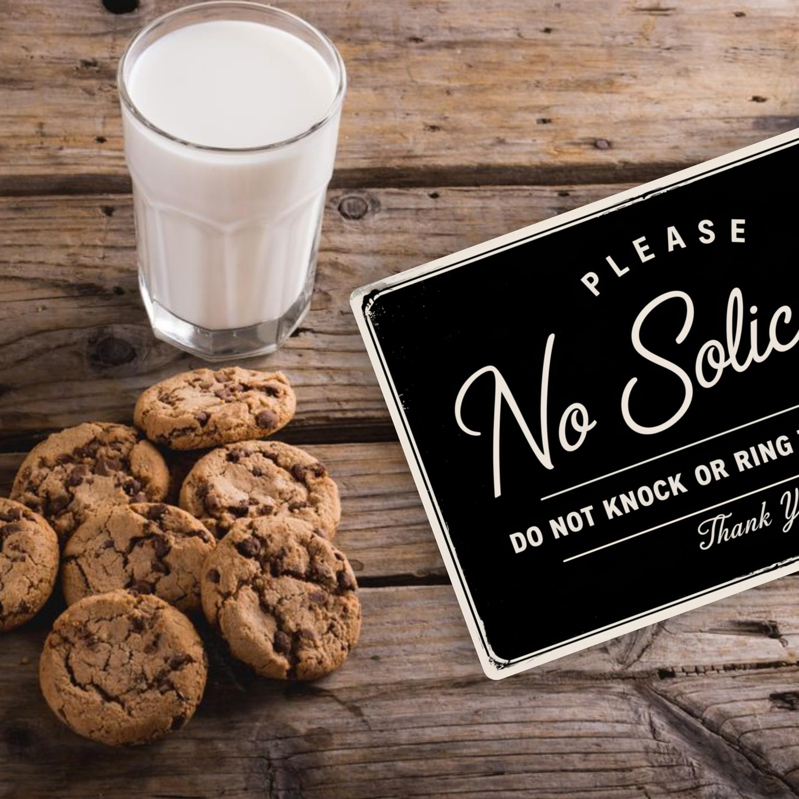 No Soliciting Sign 8×12 Vintage Black White Aluminum Composite