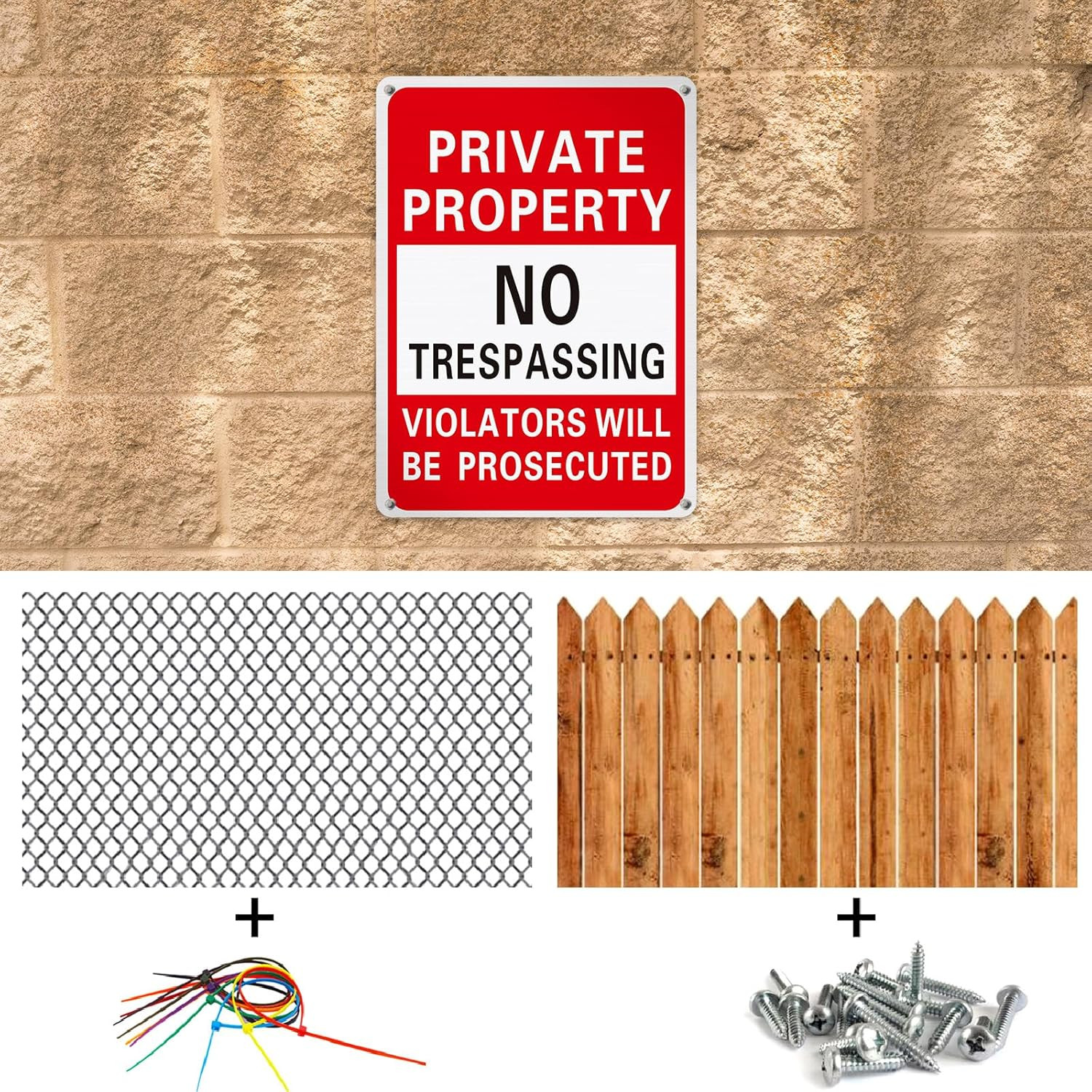 8 Pcs No Trespassing Signs Private Property Metal Rust Free Aluminum Sign Will B