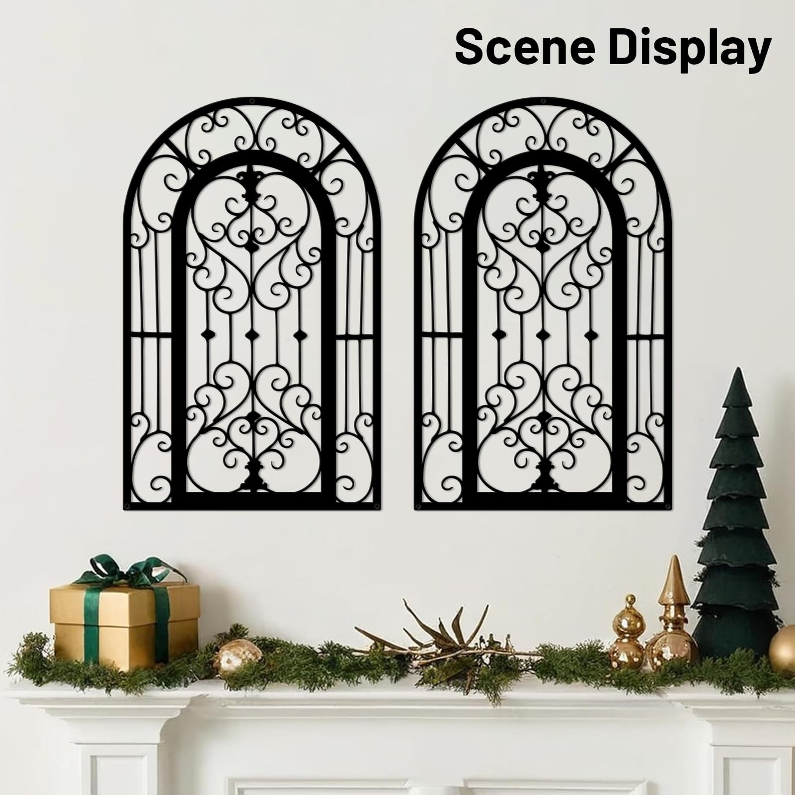 Metal Scroll Wall Decor – Window Arch Wall Art,Wall Panels with Carved Wrough…