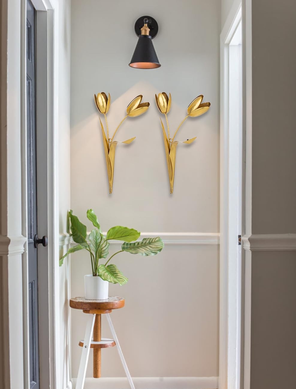 Metal Flowers Wall Decor, 15″ Metal Tulip Flowers Rustic Wall Art Decoration …