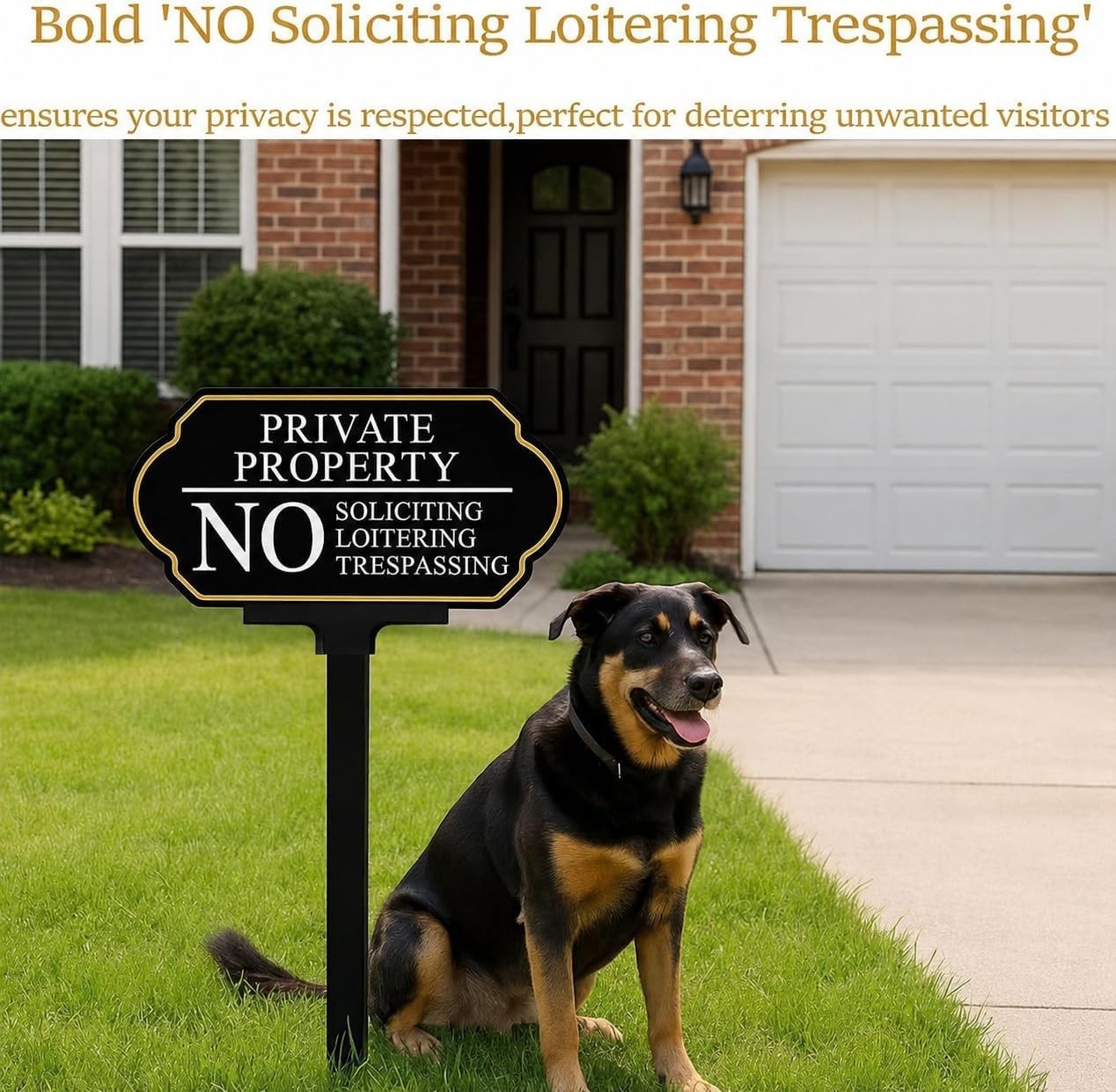 Private Property No Soliciting Sign with Stake – 5×10 Inches for Lawns & Gardens