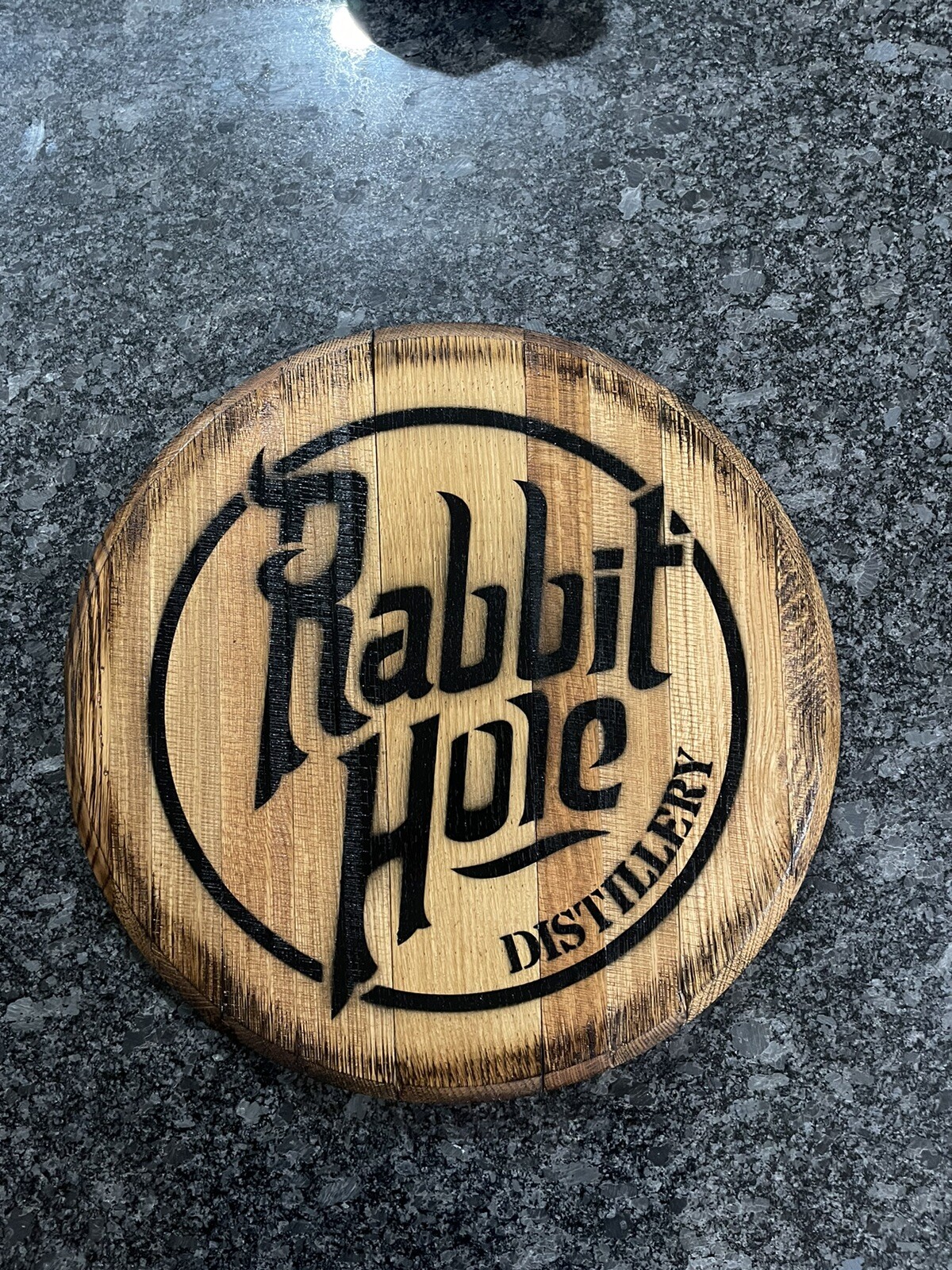 Bar Decor ( Rabbit Hole Distillery) Kentucky Bourbon Whiskey Barrel Lid wood