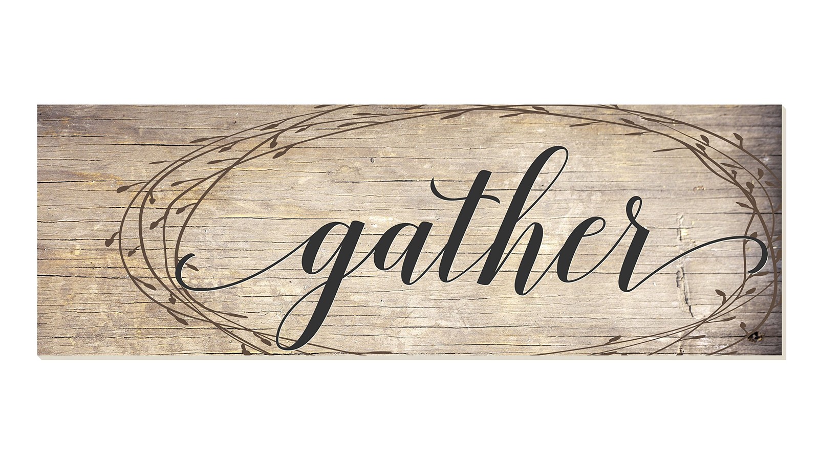 Gather Rustic Wood Wall Sign With Wreath Design