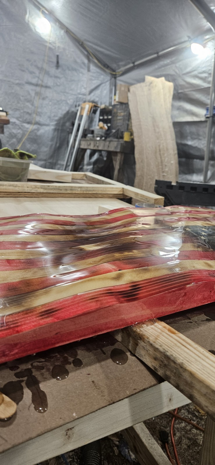 Wavy Wooden American Flag, 3D Wooden USA Flag, Handmade Rustic Wooden Flag