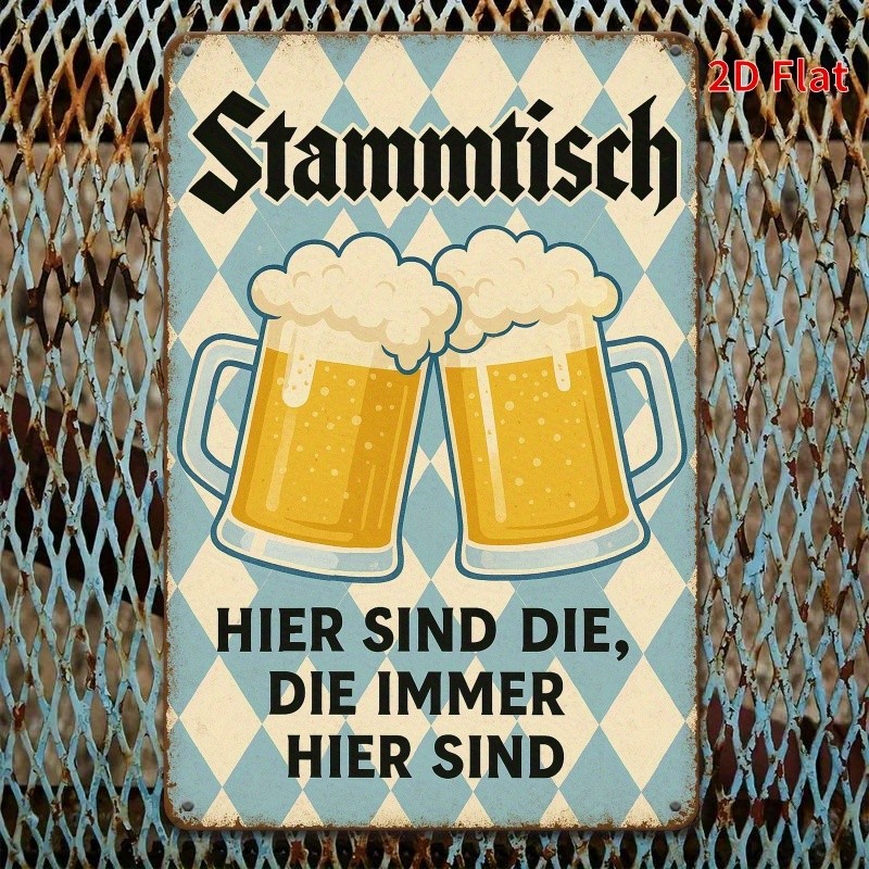 Rectangular Tin Metal Sign German Beer Social Theme Wall Art 8×12