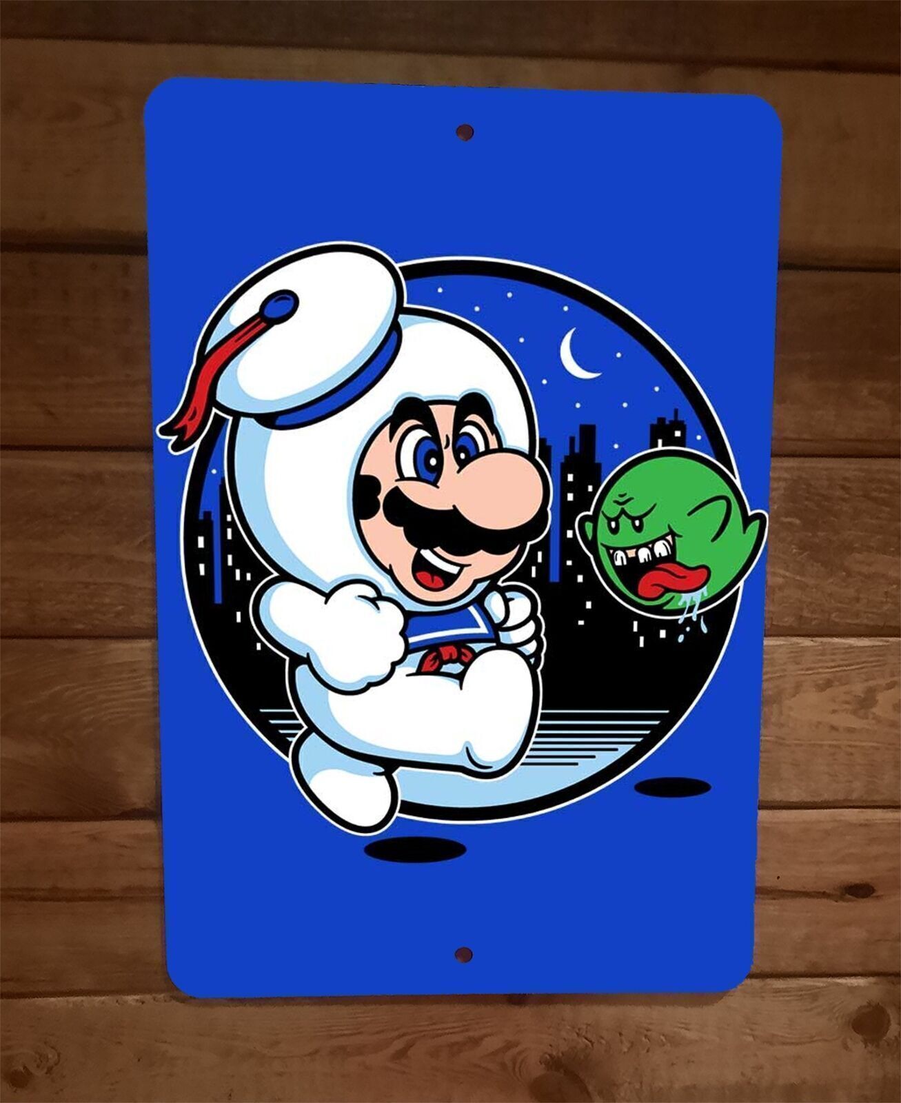 Super Marshmallow Mario 8×12 Metal Wall Bar Sign Poster Stay Puft Ghostbusters