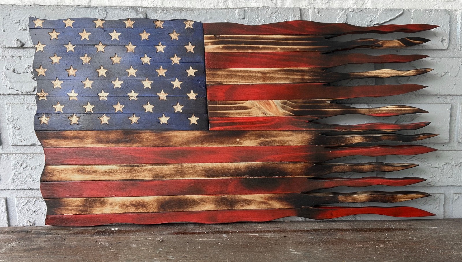 Rustic War Torn Rustic American Flag 12 x 23