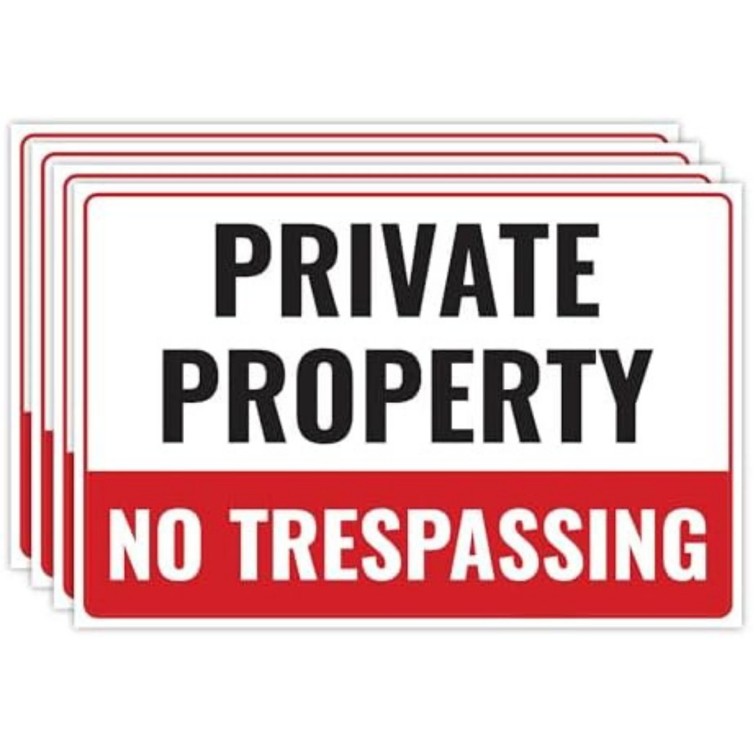 4 Pack Large No Trespassing Signs Private Property, 8×12 Inch Rust Free Aluminum