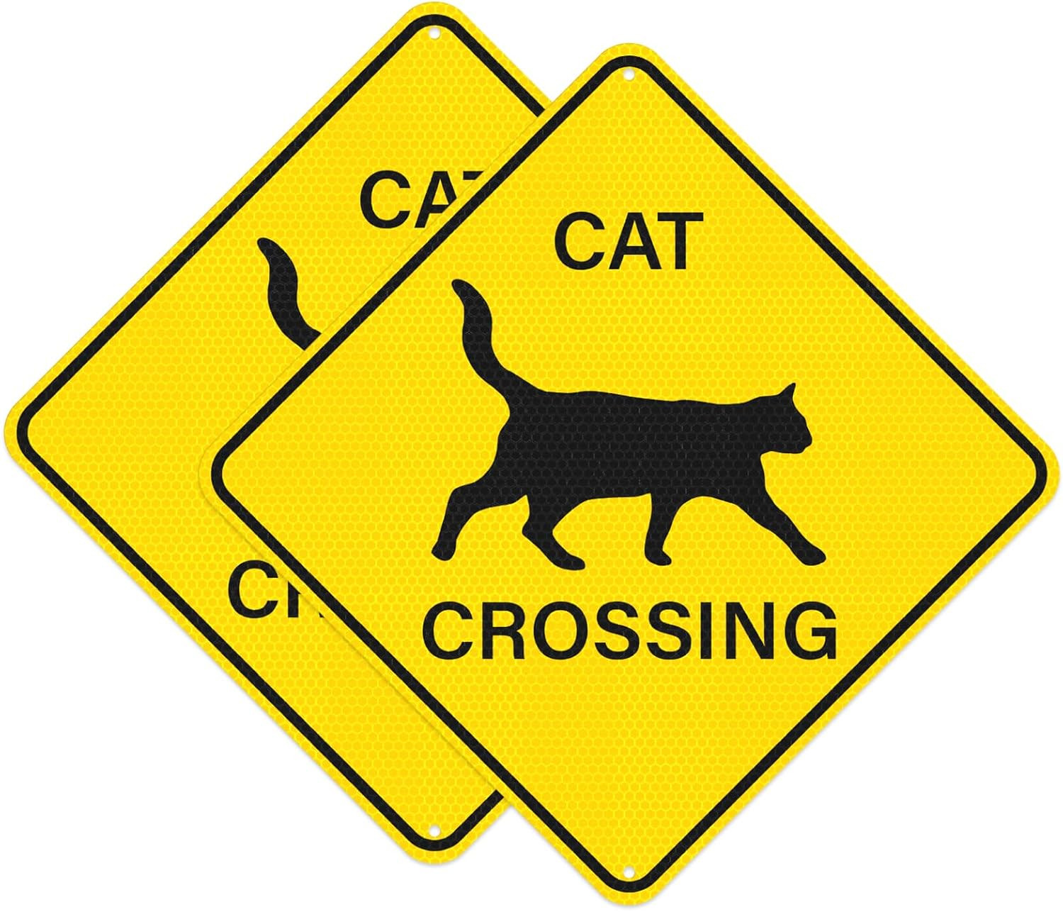 2 Pack Cat Crossing Sign 12″ x 12″ Engineer Grade Reflective Aluminum Sign Pets