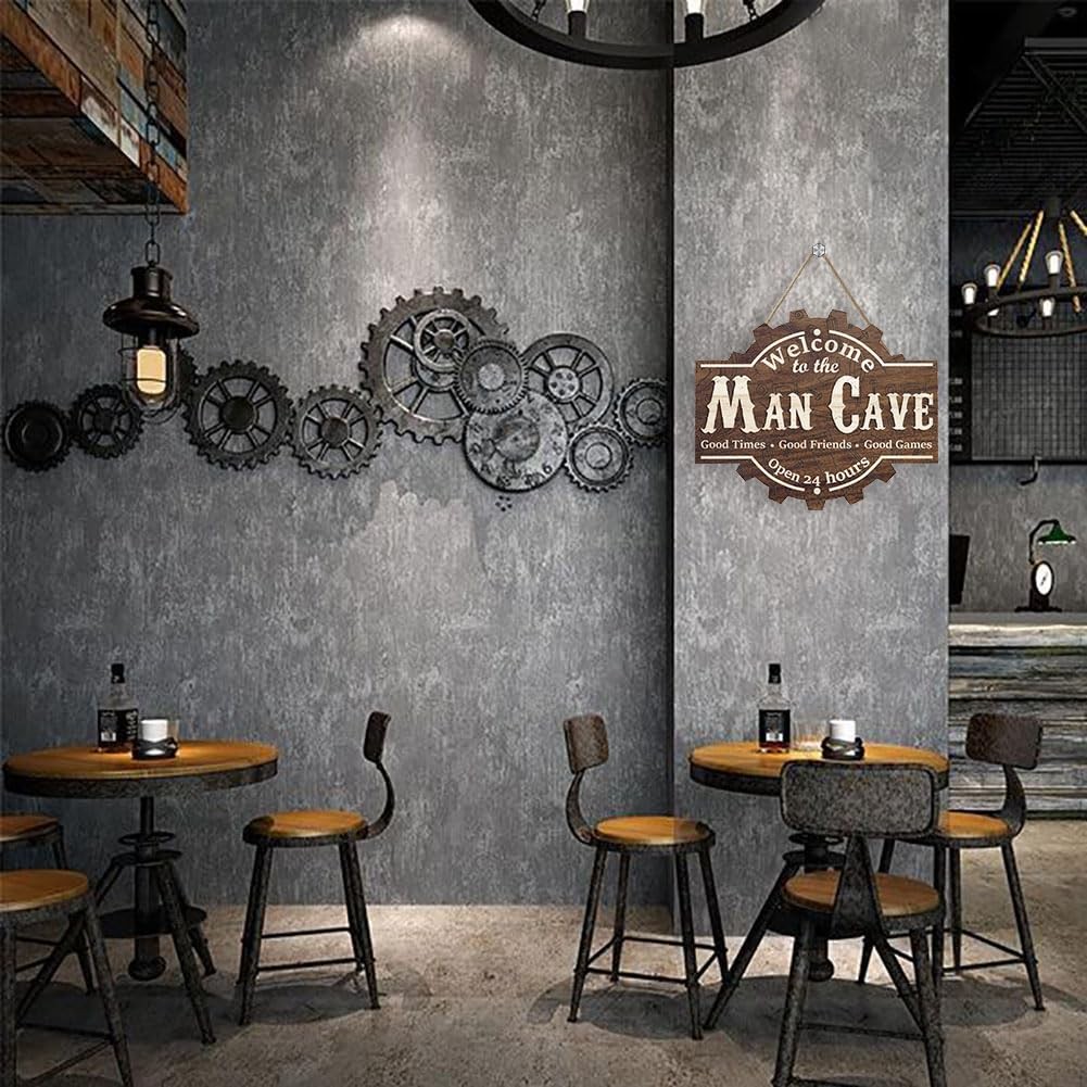 Man Cave Wooden Sign (12.3×10.2 inch), Vintage Man Cave Welcome Door Hanger, …