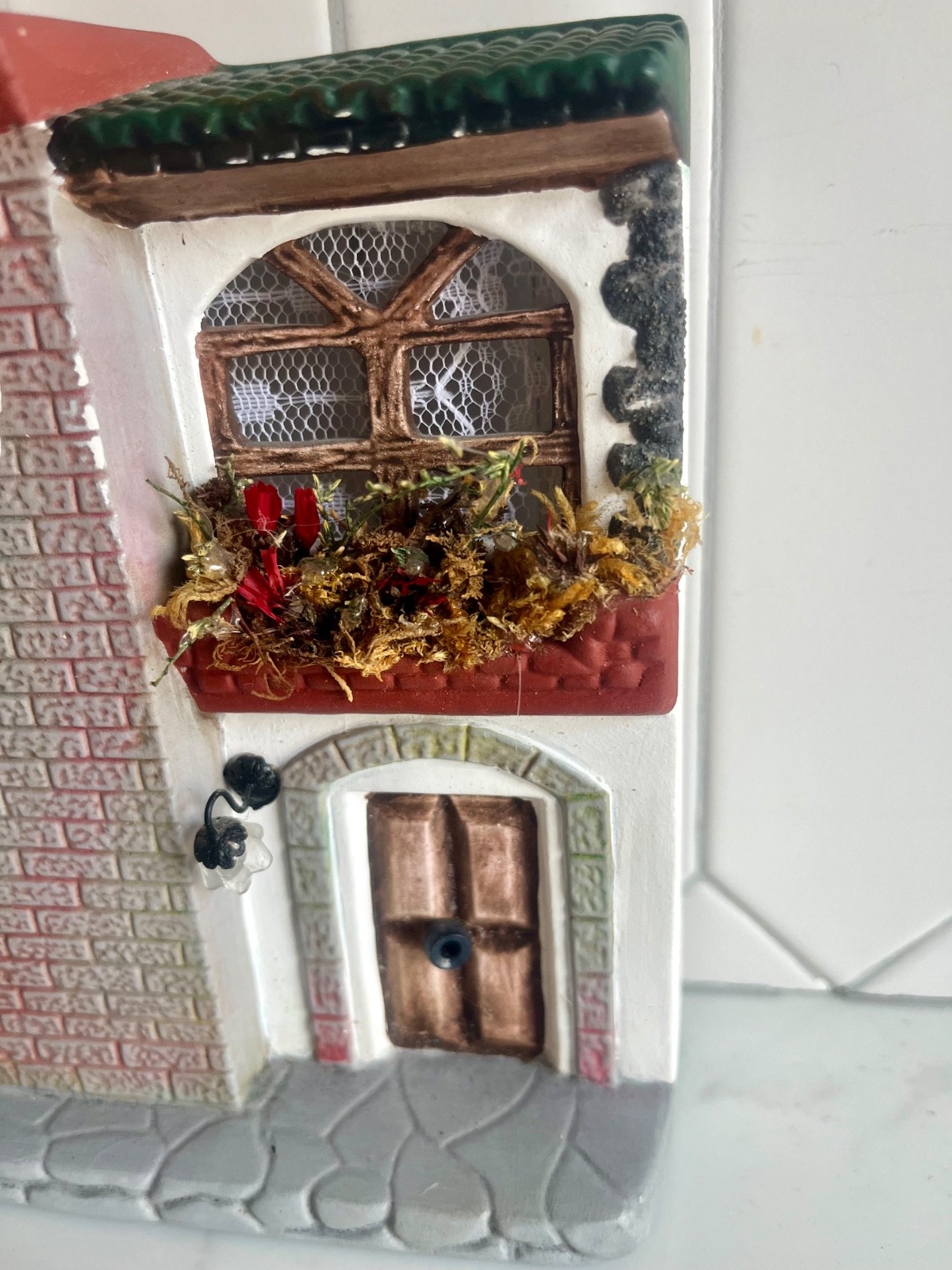 Vintage Handmade Pipe Creations Mexico Casa Door Plaque Ceramic House Front Rare