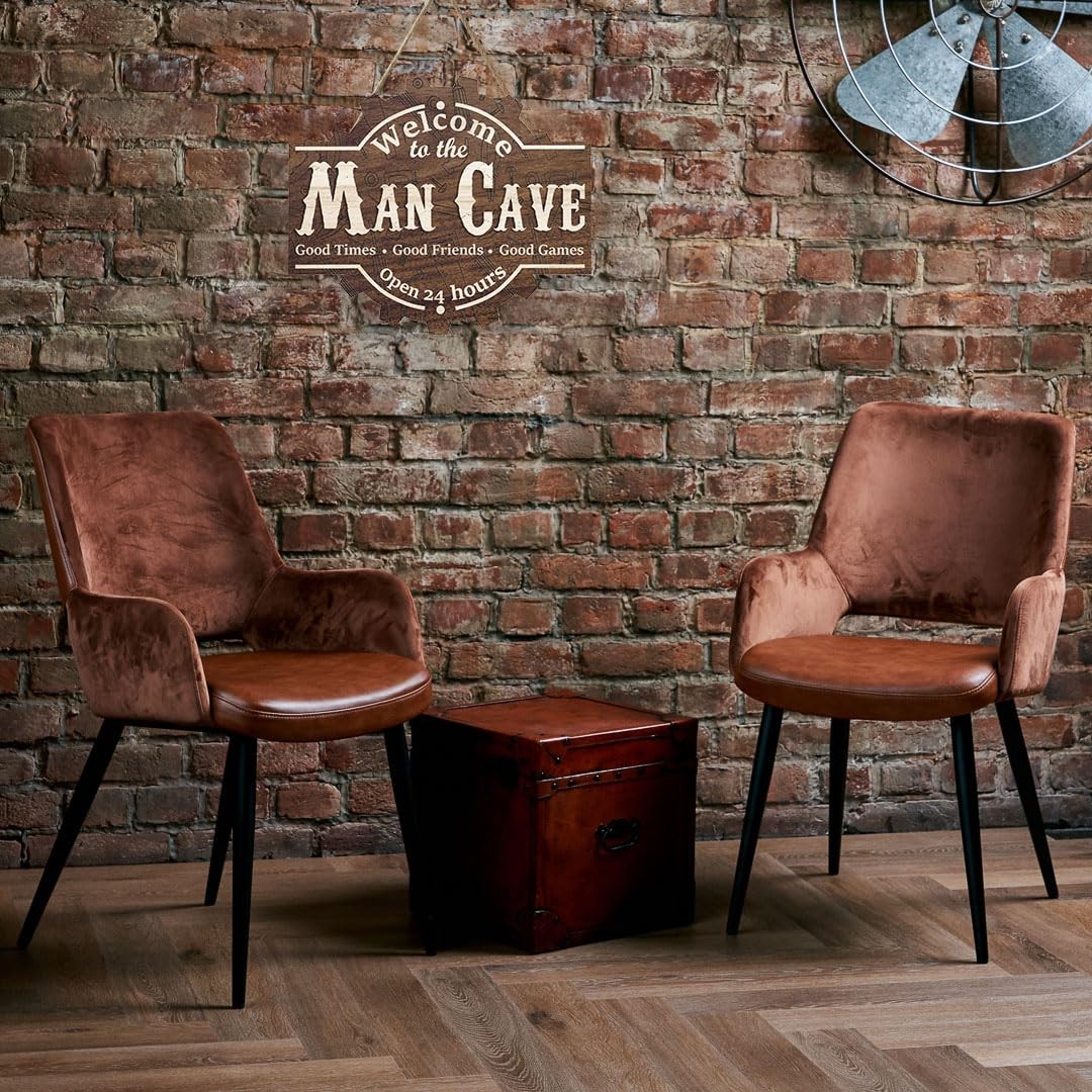 Man Cave Wooden Sign (12.3×10.2 inch), Vintage Man Cave Welcome Door Hanger, …