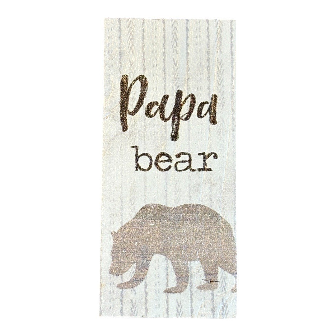 Bear Family Wooden Block Signs 3pc White Rustic Farmhouse Decor Cabin Core