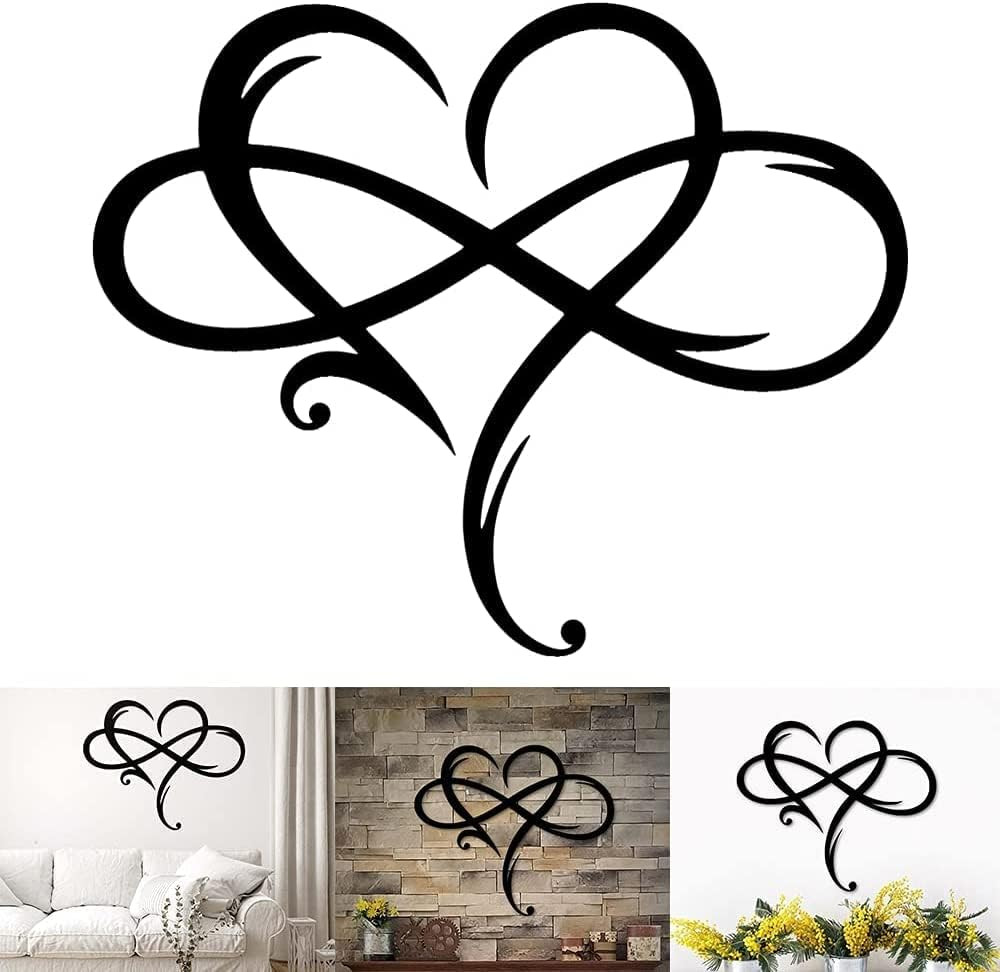 Infinity Heart Wall Decor, Unique Infinity Heart Metal Art Wall Decor Love Sign
