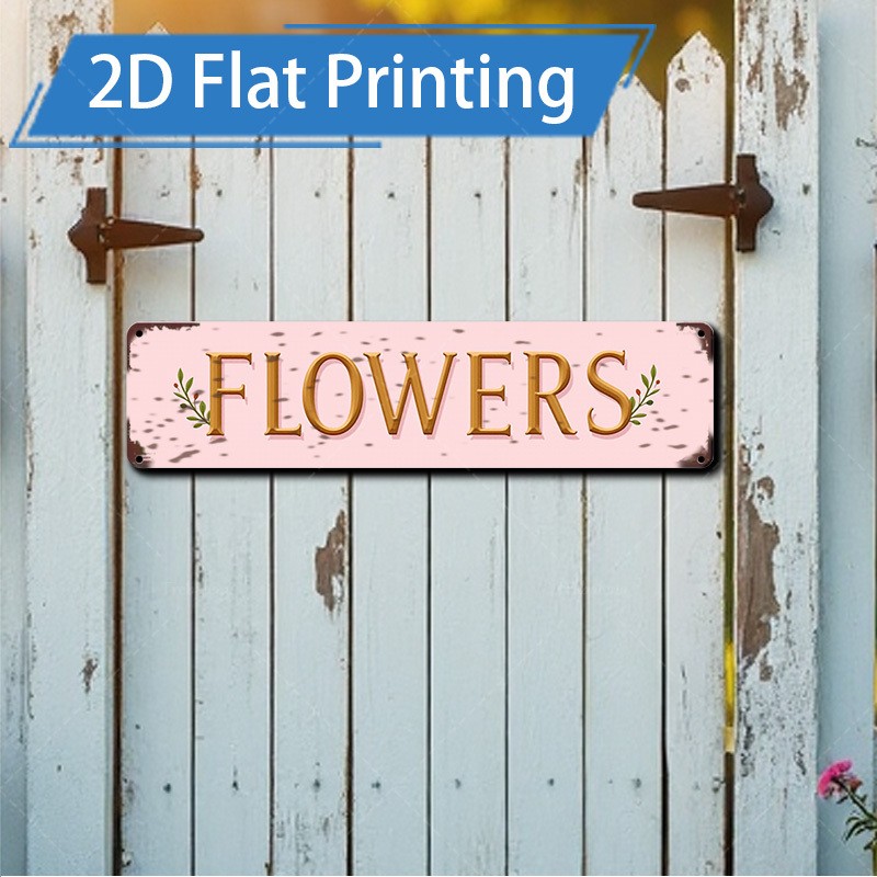 Rustic Pink Flower Metal Wall Art 10.16X40.64 cm