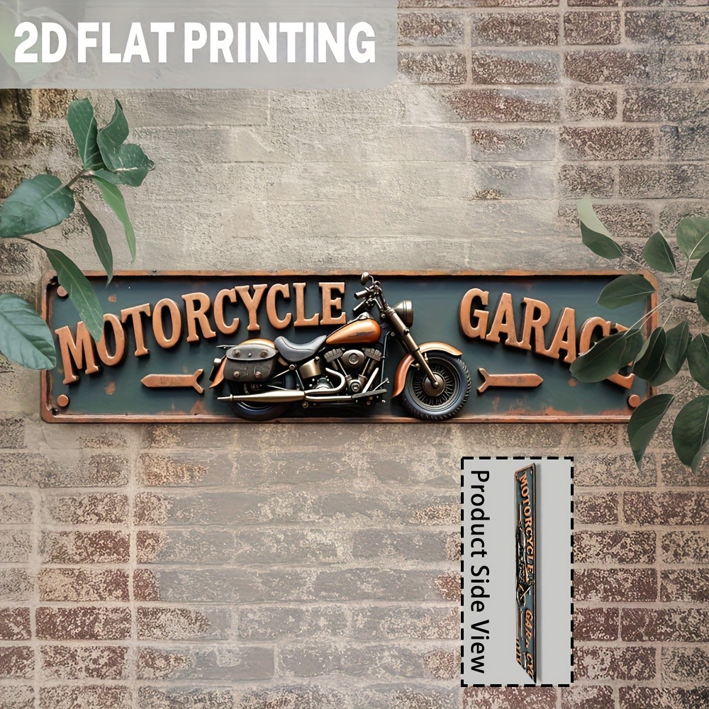 Metal Sign Vintage Motorcycle Garage Bike Graphic Rustic Biker Man Cave Decor