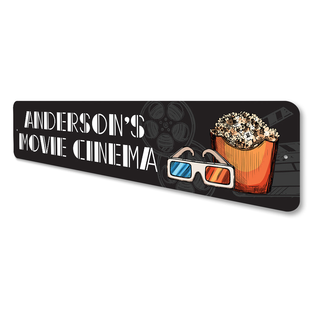 Family Movie Cinema Plaque Custom Named Home Theater Film Room Decor Metal Sign