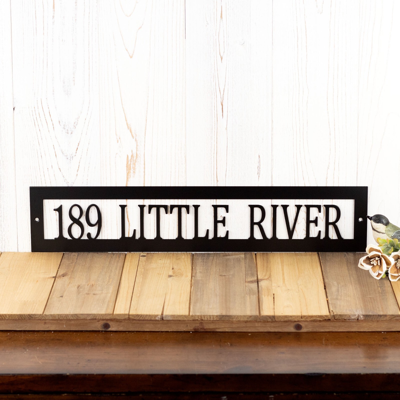 Custom Rectangular Hanging Address Metal Sign, House Number Steel Plaque
