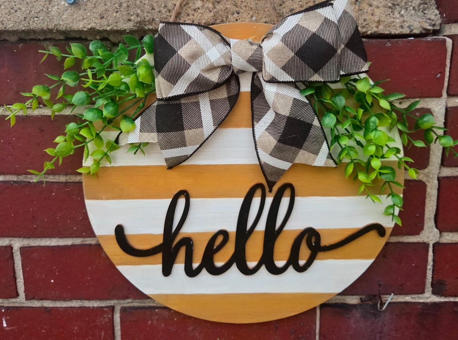 Hello, 12” Handmade Wood Door Hanger