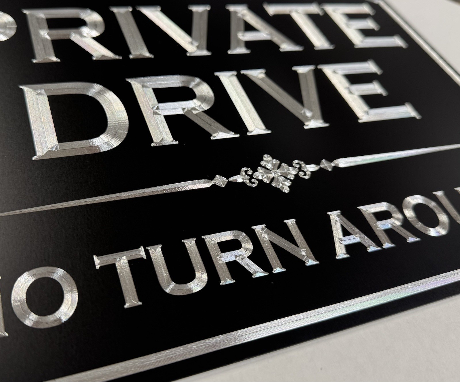 Reflective Diamond Etched Private Property Drive No Turn Around Yard Sign 12×9