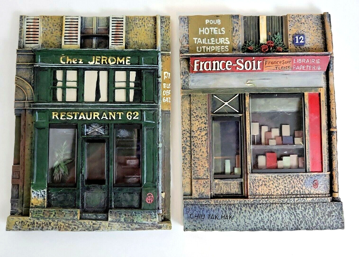 Chez Jerome Restaurant 62 & France-Soir Library by Chiu Tak Hak 3D WALL PLAQUES