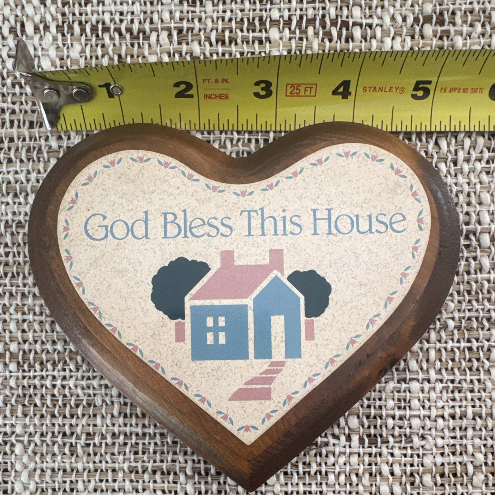 Heart God Bless This House Christian Wood Wall Plaque Country Wall Mounted 5in