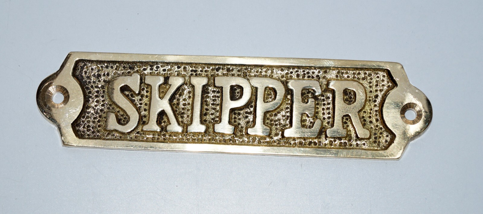 Solid Brass Door Sign “Skipper” – Metal Wall Plaque – Nautical Wall Art Marine