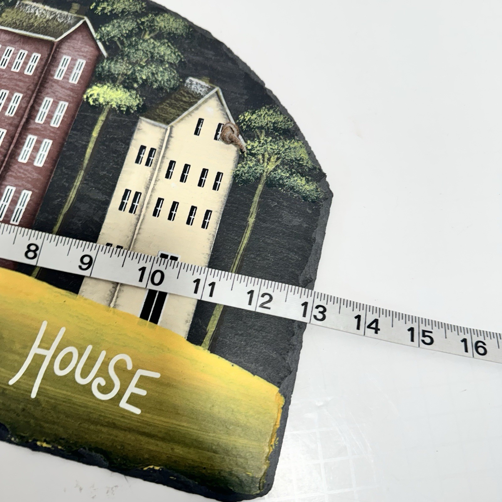 Hand Painted Welcome to Our Home Slate Wall Hanging Leather Strap Cottagecore